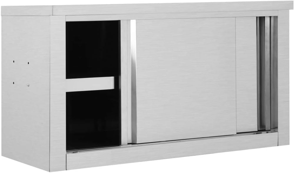 vidaXL Stainless Steel Kitchen Wall Cabinet - 35.4"x15.7"x19.7" - Durable, Easy to Clean, Suitable for Commercial Kitchens