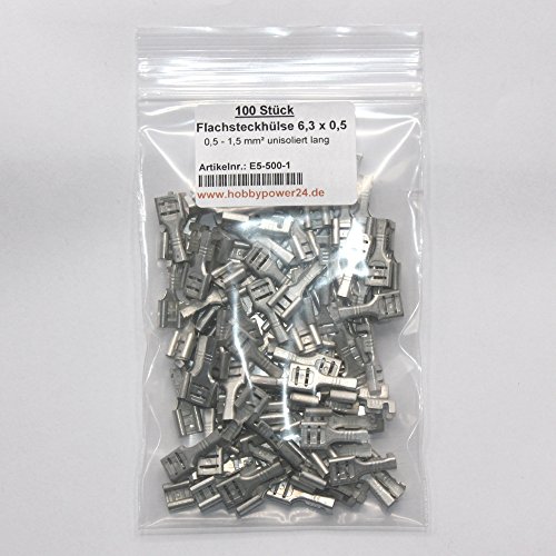 Materiale: ottone stagnato 100 FASTON piatto 6,3 mm 0,5 – 1,5 mm² cavo Lug Connettori Non Isolati terminali connettori per crimpatura
