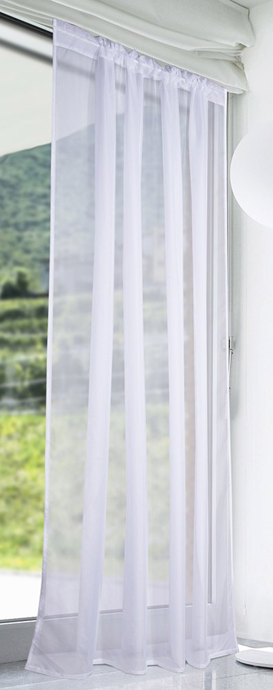 John Aird Lucy Voile Curtains - Rod Pocket Slot Top - Net Curtains - 1 Panel (White, 58" Wide x 118" Drop)
