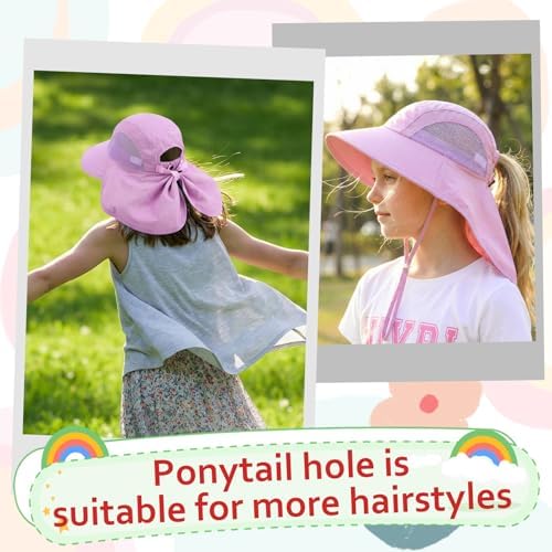 scenicamp 2 Pack Kids Sun Hat with Neck Flap, UV Protection 50+ (Purple,Grey) - 3