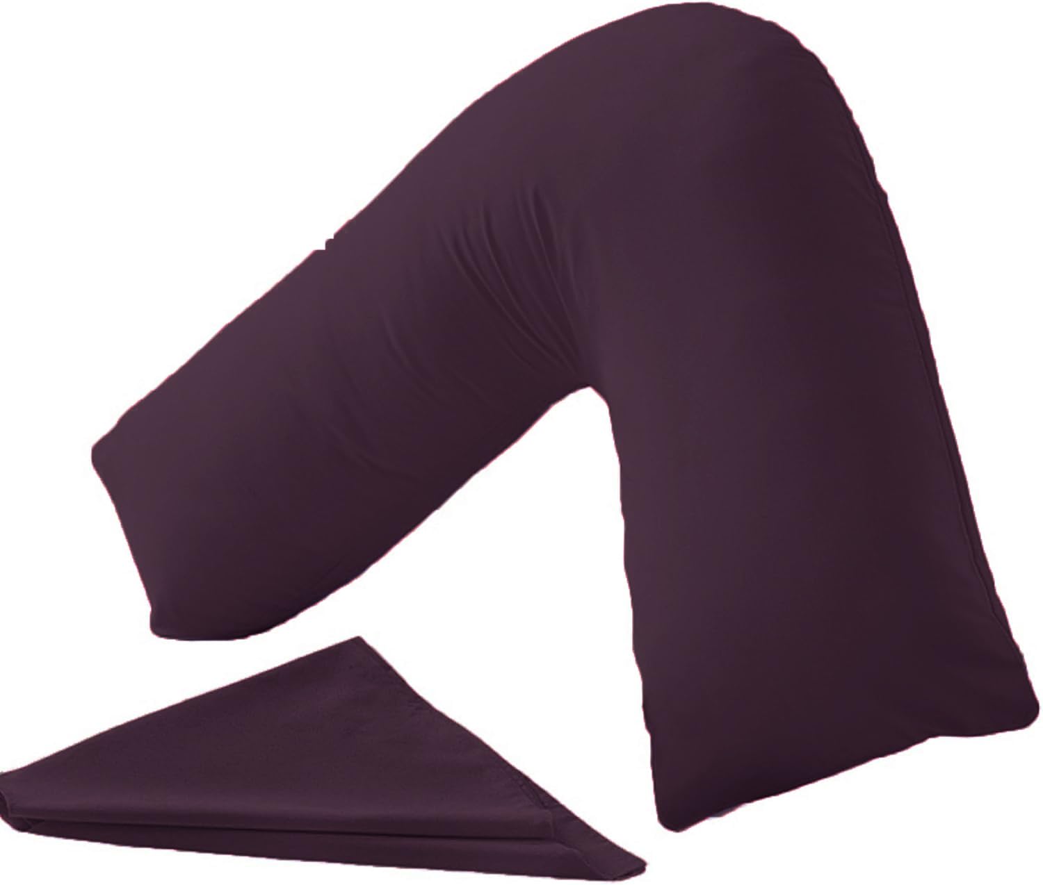 Comfy Nights Orthopedic V Shape Pillow Extra Support For Head, Neck & Back with Free Cover - Plum — image 1
