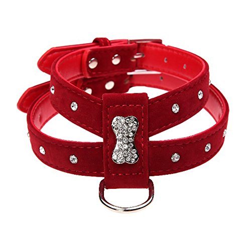 Nema Bling Rhinestone Leather Puppy Collar Harness for Chihuahua Teacup - Red - Large (B07Z53T5L3) Amazon Price History, Amazon Price Tracker