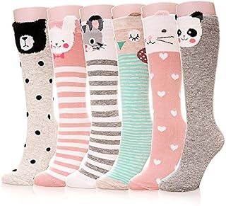 Ateid Kids Girls Knee High Socks Pack of 6 Multicoloured 3-10 Years