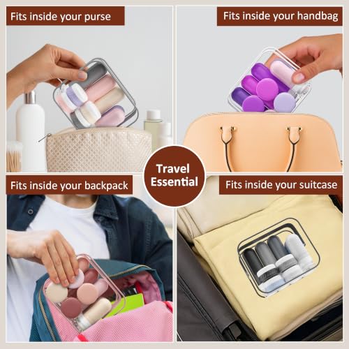 Quatish Lot de 15 bouteilles de voyage pour articles de toilette, originaux brevetés, approuvés par la TSA, flacons de shampooing et après-shampoing en silicone anti-fuite pour homme et femme – vue 7