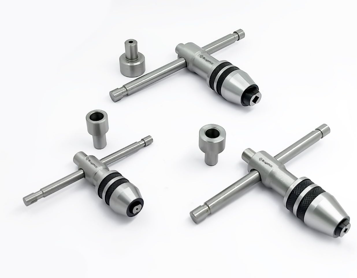 BUYOHLIC Guiding Tap Wrenches with Freely Spinnable Cap -Design with Accurate Runout Control (Set of 3 Pcs)