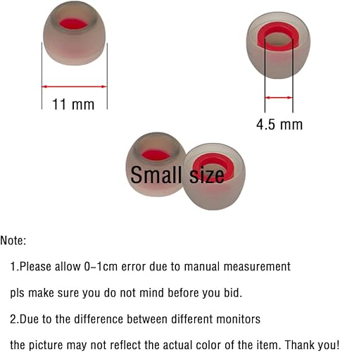 Miniatura 3 de 10 pares de puntas pequeñas de repuesto para auriculares intraurales, cubiertas de silicona para auriculares intraurales, puntas de goma (rojo