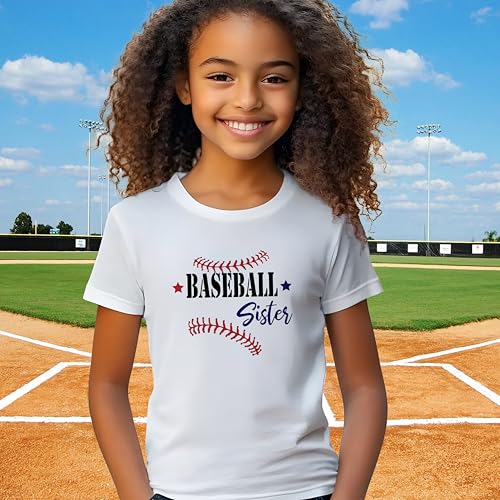 Baseball Sister #4 Kids Shirts, YS - YXL, Girls, Ball Stitches, Stars, Game Day, Great to Wear at The Ballpark Or Everyday3