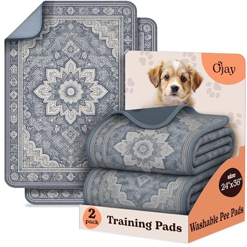 Super Absorbent Washable Pee Pads for Dogs (2-Pack) – Reusable Puppy Training Pads, 100% Waterproof & Leakproof Dog Pee Pads with Non-Slip Backing – Durable, Quick-Dry Pet Pads for Crates & Floors