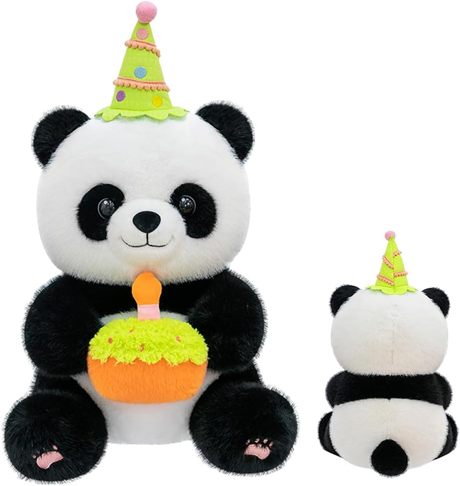 Panda Plush, Kawaii Panda Doll Cushion, Cute Stuffed Panda Animal Toy, Soft Fur Plush Panda, for Kids Birthday Christmas Valentine's Day