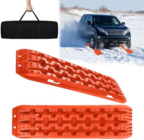 NAIZY 2 x piastre da sabbia fuoristrada, in plastica, Recovery Board Tracks con borsa di trasporto, nastro di trazione max. 10T, piastre di trazione per auto e camion, colore arancione