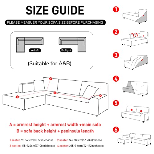 Figooo Sectional Couch Covers L Shape 2Pcs Stretch Sofa Covers For Sectional Sofa Set Reversible Universal Anti-Slip Furniture Protector Couch Slipcover With 2 Pillowcases For Dog Cat,Leaves #TOP1