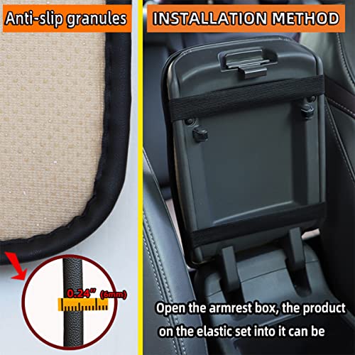 CGEAMDY Universal-Armlehnenkissen aus Leder, weich, rutschfest, wasserdicht, Autozubehör für Suv, LKW, Auto (Burgunder-Beige)