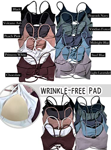 Image of Danysu Backless Sports Bra Soft Workout Tops with Removable Padded Yoga Training Bras Strappy Going Out Top
