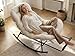 VASAGLE Schaukelstuhl, Schaukelsessel, Relaxsessel, Stahlgestell, ausziehbare Fußstütze, abnehmbares Kissen, bis 136 kg belastbar, Schlaf-, Wohnzimmer, Terrasse, Garten, beige LYY062WZ01
