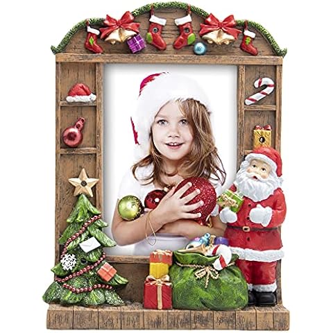 FINE PHOTO GIFTS Light Up 5" x 7" Santa Christmas Resin Picture Frame Cover