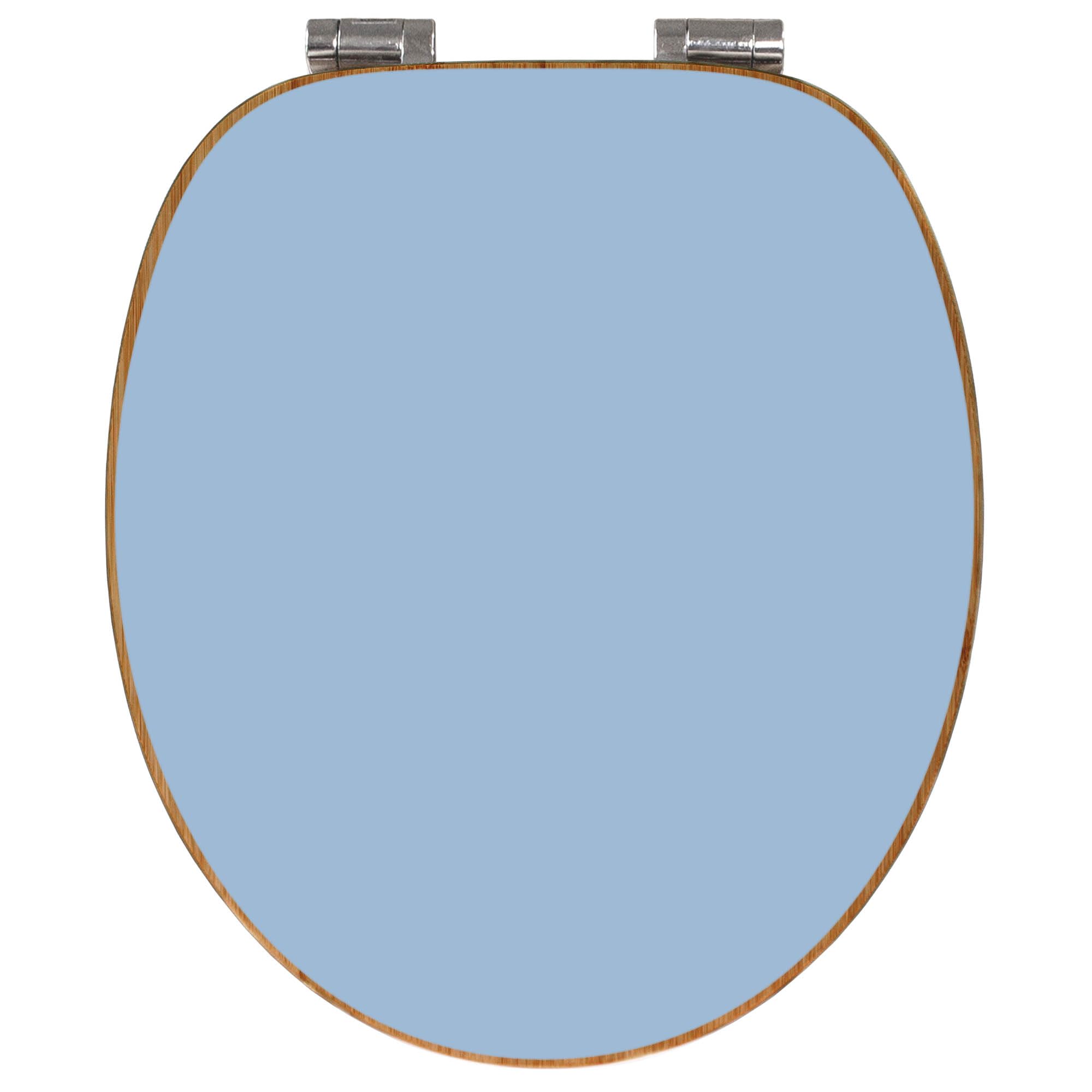 banjado Design WC Sitz Bambus Absenkautomatik 45,8x37,5cm - Toilettendeckel mit Absenkautomatik Holz - hochwertiger Bambus Klodeckel - WC-Sitz für gängigen Toiletten - Farbe Pastellblau