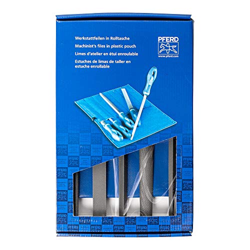 PFERD Workshop File Set in PVC Roll Bag with Outer Box, 5 Files, Cross Cut H1, 250 mm, 11801541 - Suitable for Coarse Cutting and Roughing