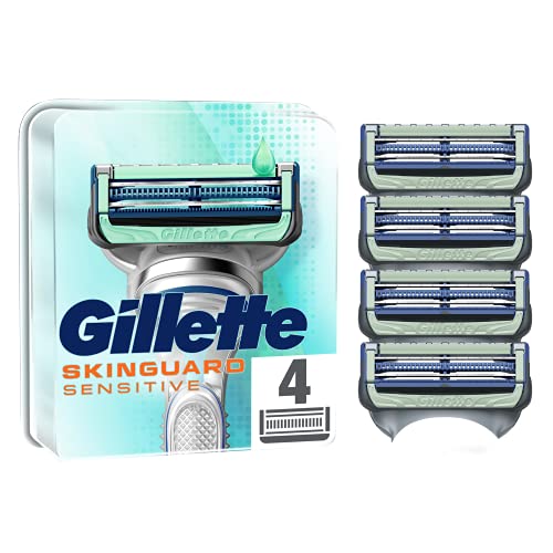 Gillette SkinGuard Rasierklingen für Herren mit Aloe Vera, empfindliche Haut, 4 Ersatzklingen (Verpackung kann variieren)