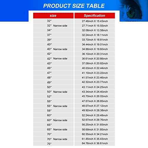 TYRHMY 60 Inch Anti Glare TV Screen Protector Anti Glare for TV Blue Light Filter Matte Finish for Glare Reduction, Reflection Control, and Optimising glare on TV screens,60 Inch Anti Glare