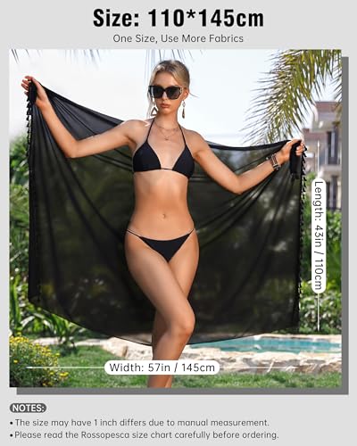 Image of Rossopesca Womens Beach Sarong Chiffon Swimsuit Coverups Sheer Bikini Wraps for Swimwear Bathing Suit Cover Up