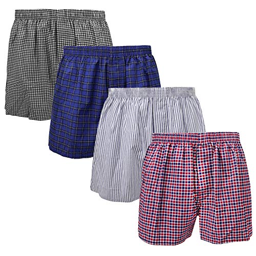 Falari 4-Pack Men's Boxer Underwear 100% Cotton Premium Quality