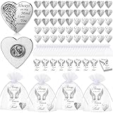 Tondiamo 50 Sets Memorial Angel Sign Pins Funeral Favors Include 50 Heart Angel Badges Pins 50 Memorial Poem Cards 50 Organza Bags for Guests Loss Loved One Religious Sympathy Gift
