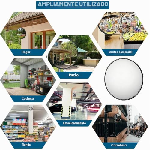 Espejo convexo de seguridad de 30cm con campo visual de 130 grados para control de accesos 8