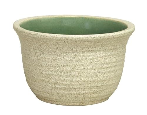 Irodoriya 金魚鉢 おしゃれ 睡蓮鉢 陶器 メダカ鉢 水鉢 信楽焼 白カスミひねり水鉢 11号 信楽焼
