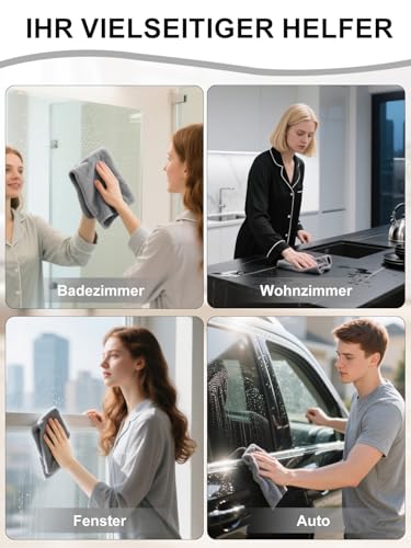 Mikrofasertücher, 50 Stück Pro Microfasertücher Rolle Abreißbare Putzlappen, Wiederverwendbar Fusselfrei Microfaser Putztuch für Küche, Bathroom, Auto (30x30cm-Dunkelgrau)