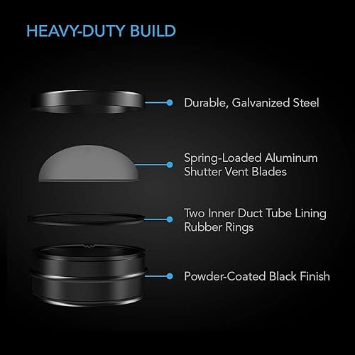 Miniatura 8 de AC Infinity Amortiguador de corriente trasera de 8 pulgadas, inserto de conducto de flujo de aire unidireccional con cuchillas plegables con resorte