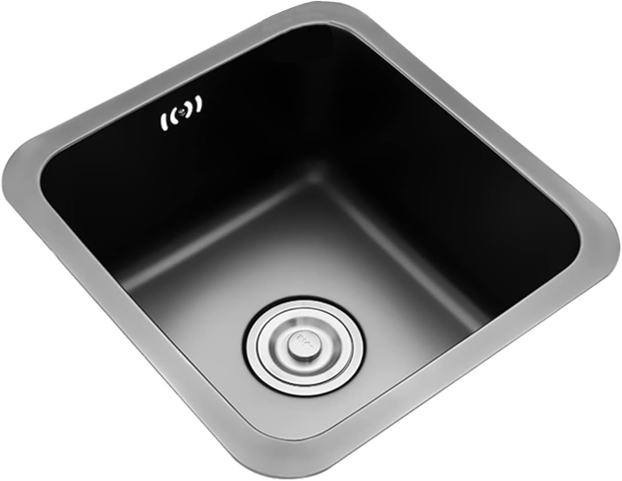 Single Bowl Small Square Bar Sink Stainless Steel Black Kitchen Sink Hotel Office Pantry Sink with Sewer Pipe Balcony Bathroom Table Sink (Color : Black, Size : 34 * 32cm)