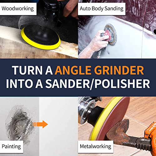 Pomsare PW820813 5 Inch Hook And Loop Backing Pad With 50Pcs Sanding Discs, Angle Grinder Attachments With 5/8-11 Threads, Sanding Pad For Wood Sanding Buffing Polishing thumb #4