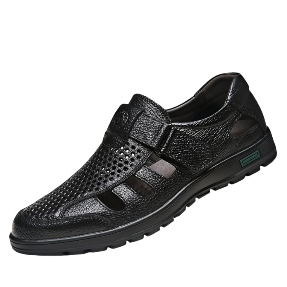 Men'S Summer Leather Sandals - Breathable, Non-Slip, Soft Sole, Round Toe,Plus Size Casual Stylish Sandals