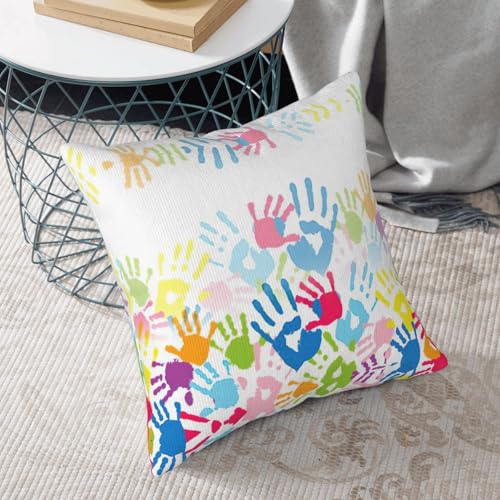 Housse de coussin en velours côtelé imprimé main pour grand canapé chic - 7
