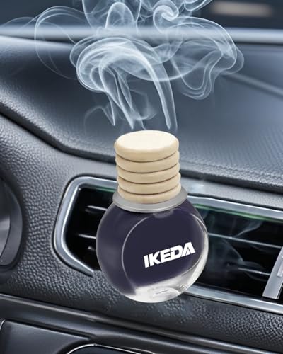 Image of ikeda fragrance Car Air Freshener Hanging, Car Scent with Vent Clip Bottle,45-Days Long Lasting Fragrance,Essential Oil Diffuser,Odor Eliminator for Home Deodorizer (Round, New Car)