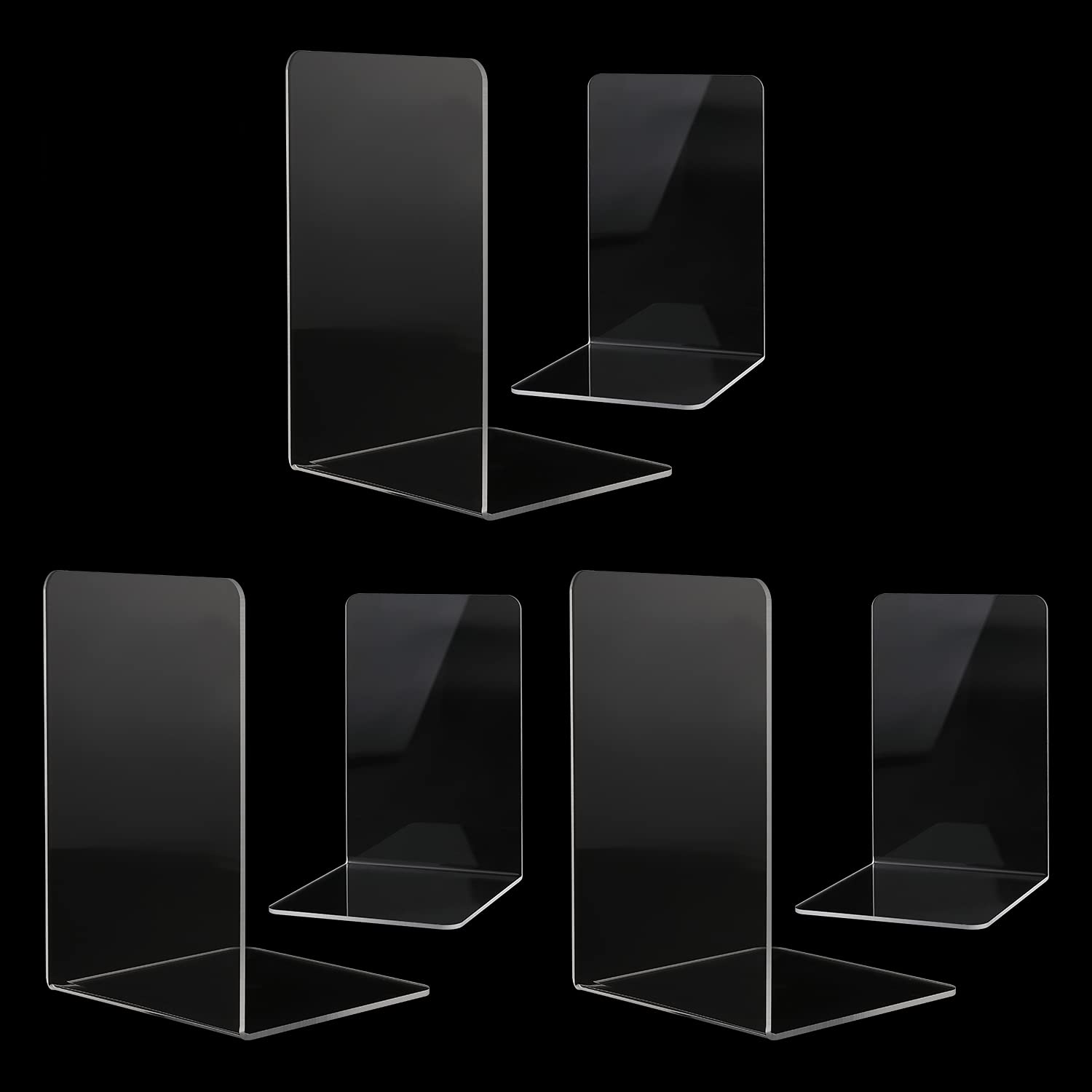 3 works Clear Acrylic Bookends