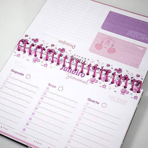 Planner Horizontal A5 Com 96 Folhas Personalizadas, Mickey Teen