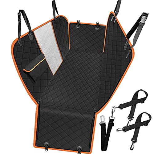 Capa Protetora Carro Pet Impermeável, Antiderrapante, Resistente ao Desgaste, Grande Capacidade 4 em 1 capa de Banco Traseiro de Carro para Cachorro Cachorro Gato Cor:laranja