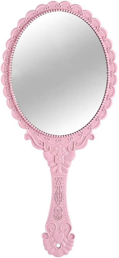 Handheld Mirror with Handle, Makeup Compact Travel Hand Mirrors Mini Vintage Make Up Hand Held Mirror Oval Purse Packet Mirror for Women Girls