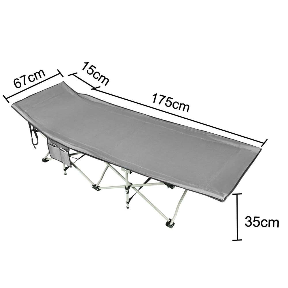 OHMG Lit de Camping Pliable 1 Personne,lit de Camp pour Adultes,Cadre en Acier léger Sac de Transport Inclus Charge,Max. 150 kg,lit d appoint,Matelas randonnée Ultra léger