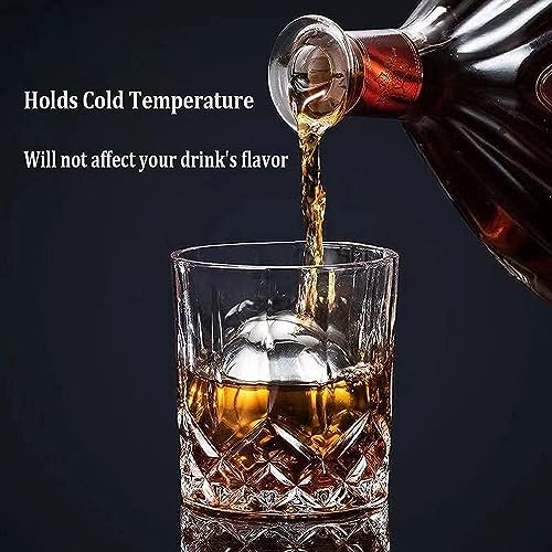 Image of Whisky Stone Gift Set - Reusable Ice Cube, Stainless Steel Whisky Metal, Drinking Gift Set for Men, Metal Ice Cube for Vodka, Wine, Drink Juice (Silver-Ball)