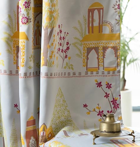 Image of Tranquebar Curtain Co. Semi Blackout Curtains 5 Feet for Window, 80% Blackout, Multicolor Mughal City Print, Semi Blackout Window Curtains, Heavy Polyester, BackTabs, Agra (152 cm) - 1 Piece