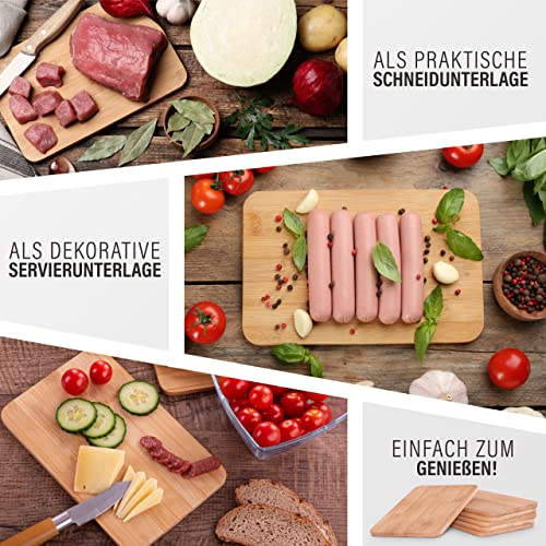 6er Set Frühstücksbrettchen aus Bambus Holz 22x14x0,8cm - Ideal für Frühstück, Brotzeit und kleine Mahlzeiten - Holzbrettchen Brettchen Frühstücksbrett Holzbrett 2
