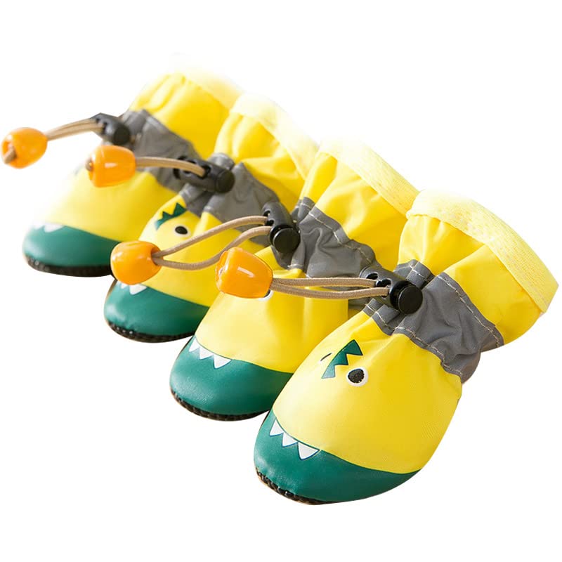 Dog Shose for Small Dogs Medium Boots Cute Galoshes Cartoon Summer Outdoor Walking (Yellow,M)