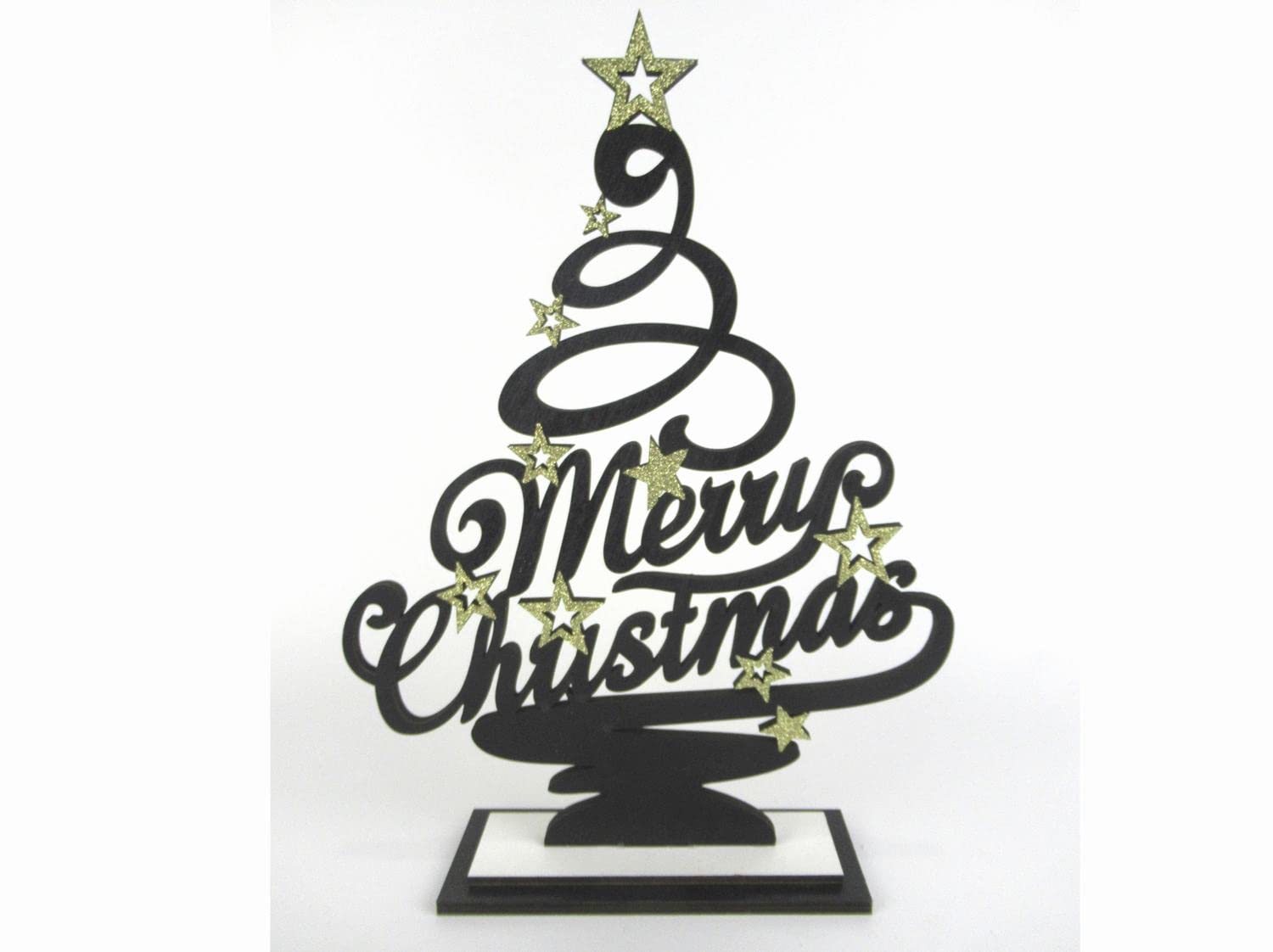 Gerimport Sapin Bois Décoration Noël Étoiles 26 x 6.5 x 36 cm