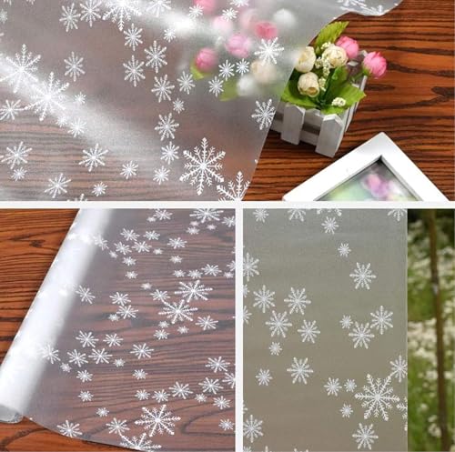 Image of WALLMATE Self Adhesive Window Film Frosted 3D Glass Door Window Frosted Film for Home /Office /Bathroom & Living Room Multicolor Frosted Film (16 x 144 Inch, Snowflake)