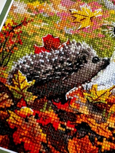 Image of RIOLIS - Meeting in the Forest 2303, Cross Stitch Kits 8 inchx11, Dog Cross Stitch Kits for Beginners & Advanced, Crossstitching Kit Adult, Animals Embroidery Counted Stitching Kit