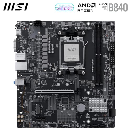 MSI PRO B840M-B Motherboard, mATX - Supports AMD Ryzen 9000/8000 / 7000 Processors, AM5 - DDR5 Memory Boost (8000+ MT/s OC), PCIe 4.0 x16, M.2 Gen4, 2.5G LAN - image 2