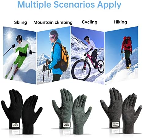 Long Keeper Knitted Winter Gloves for Women Men Elastic Touch Screen Warm Gloves Thermal Fleece Driving Gloves for Walking Running Cycling Outdoor