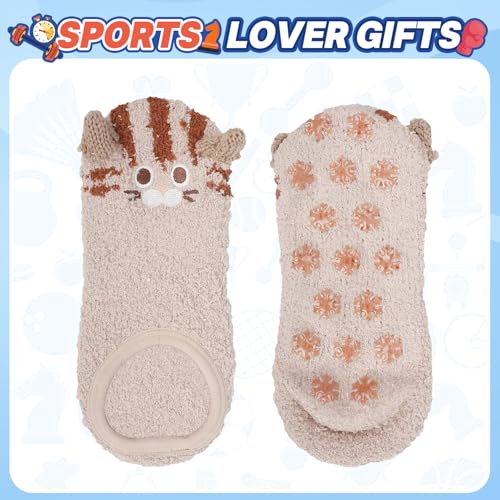 Zmart Fuzzy Anti-Slip Pilates Socks - Women Girls Non Slip Slipper Socks with Grippers for Yoga3